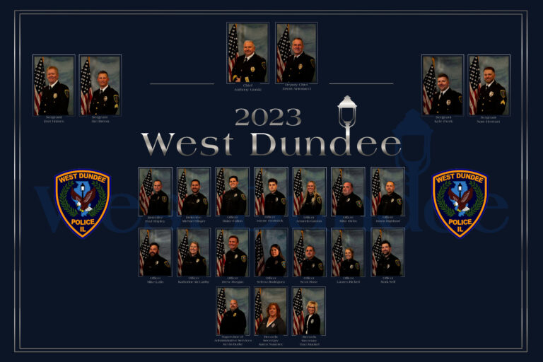 Department staff portrait for the West Dundee Police Department.