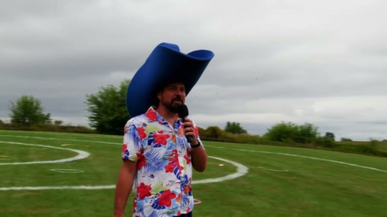 Event coverage of the flour drop competition at Galt Airport: aerial and ground cameras tracking pilotsu2019 low-altitude passes over the target.